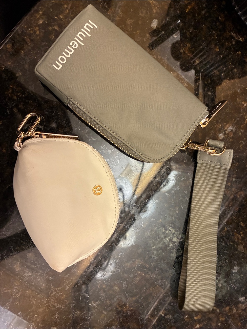 lululemon athletica Olive Zip Pouch with Blush Rounded Coin Case